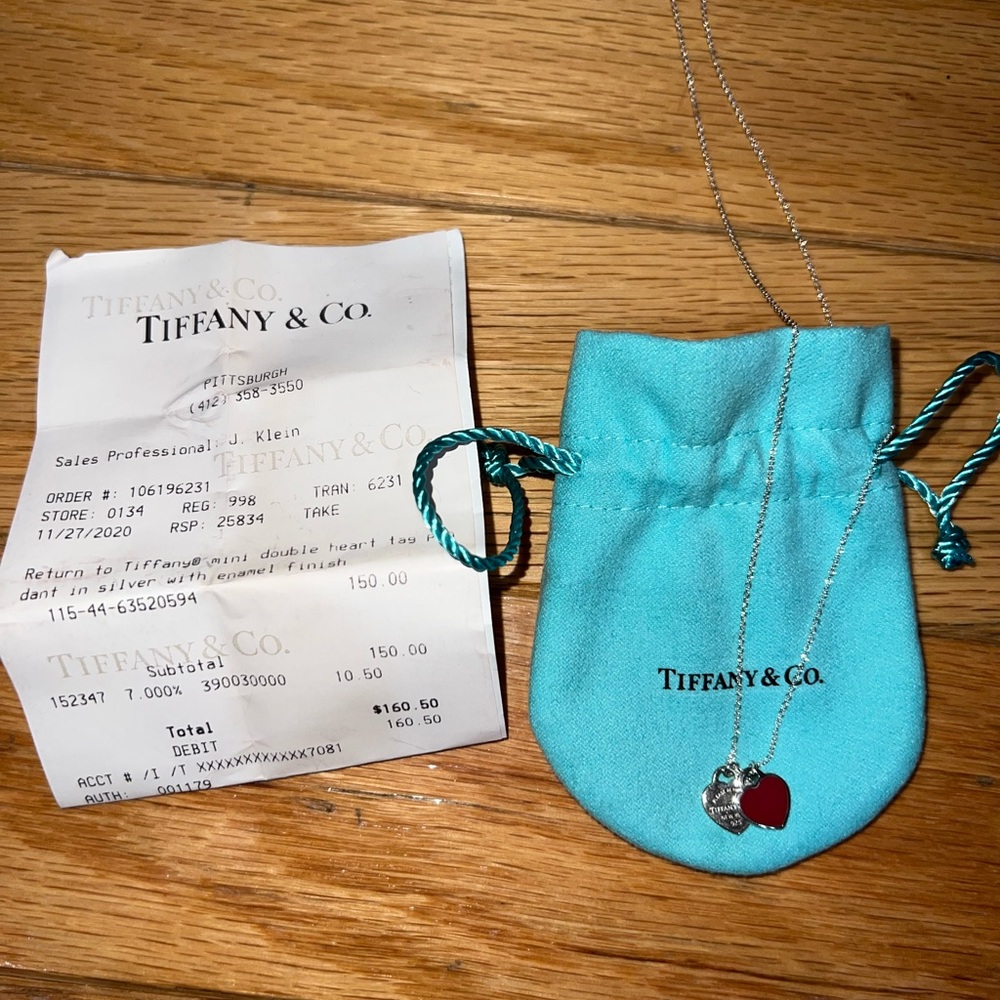 Tiffany & Co. Mini Double Heart Red Enamel